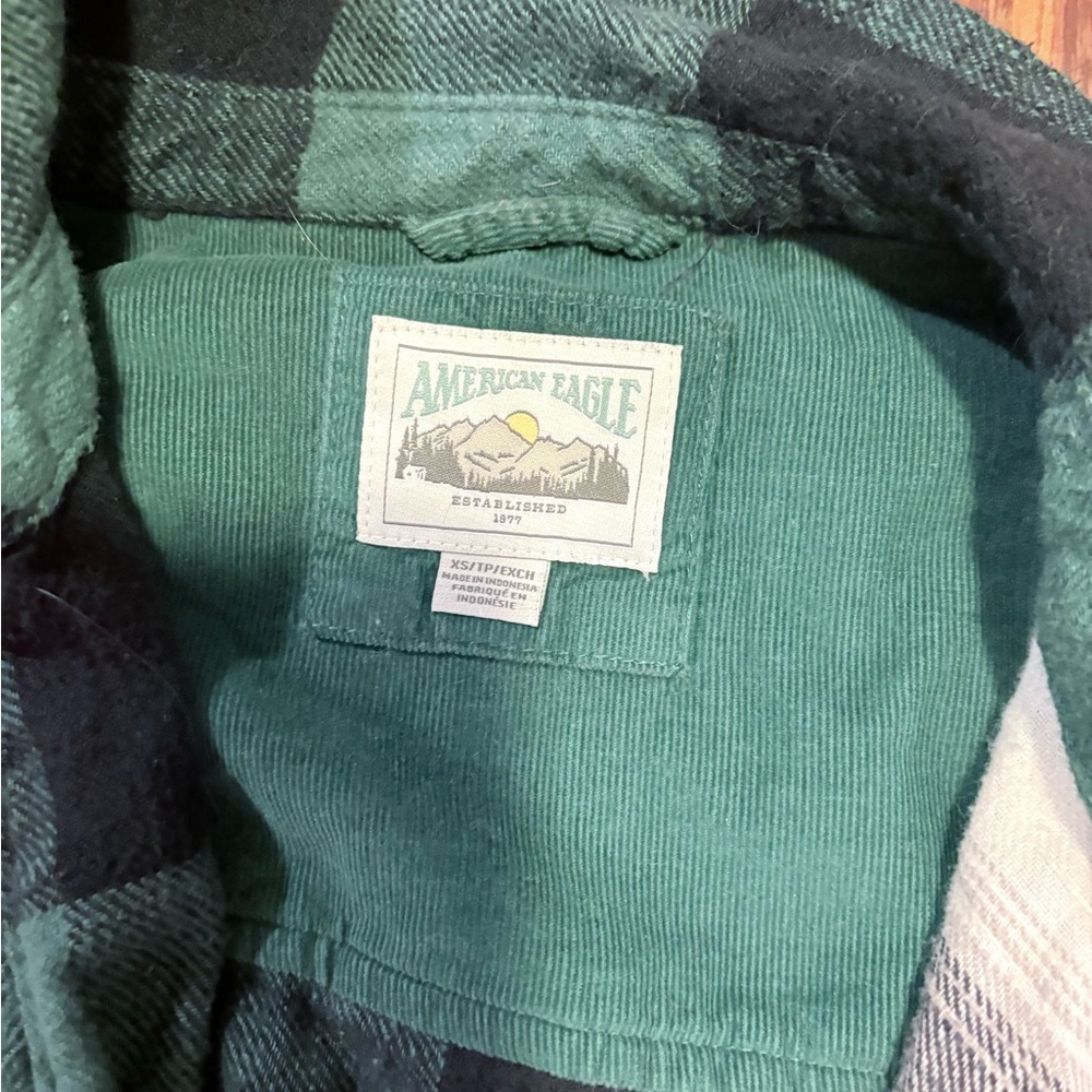 American Eagle Outfitters Forest Green Plaid Shirt